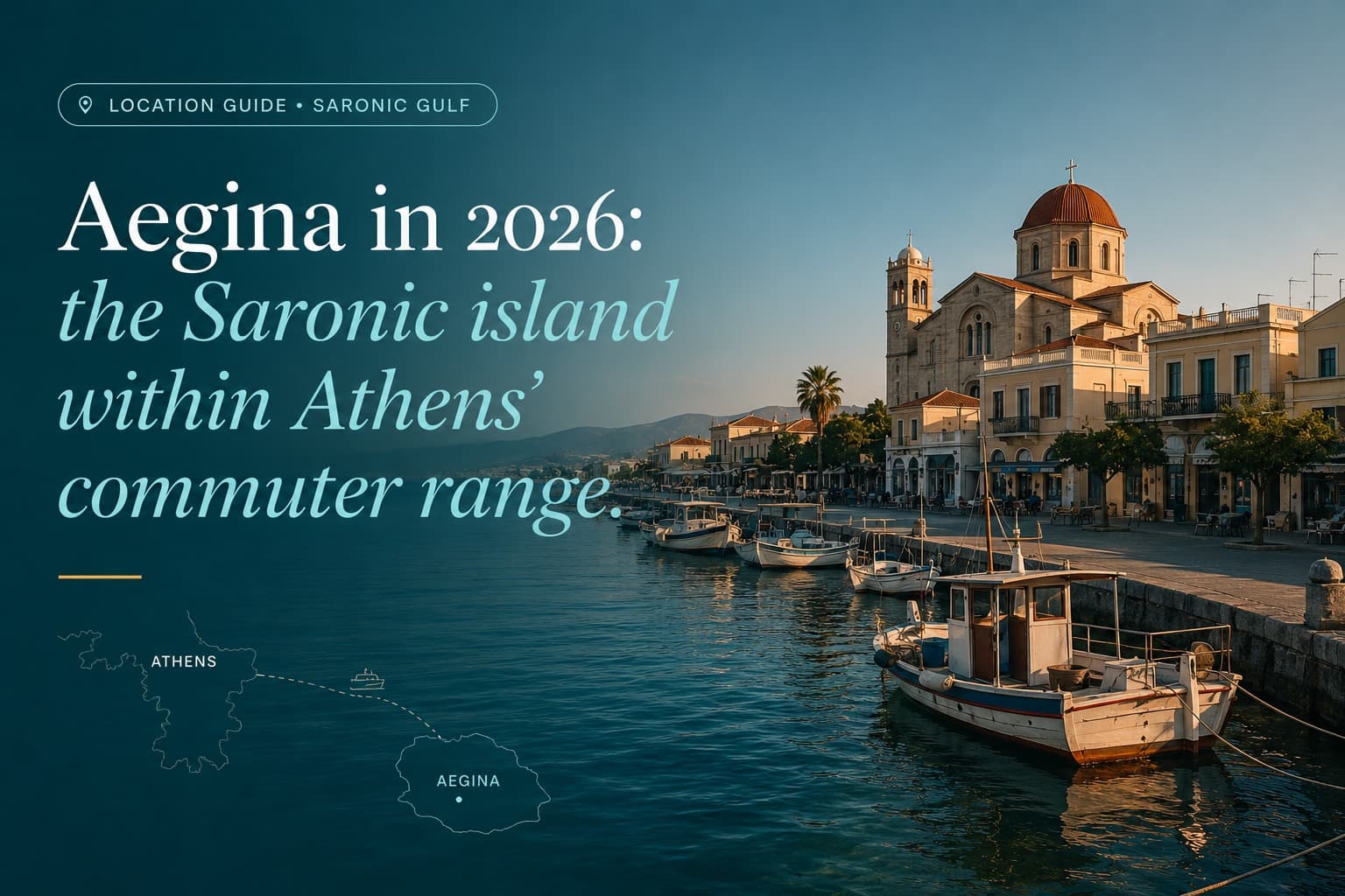 Aegina in 2026: the Saronic island within Athens' commuter range.